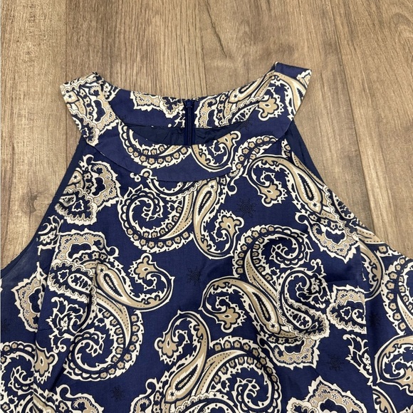 Ann Taylor Loft Blue Paisley Sleeveless Dress Lined Size 10 Casual Office - Picture 7 of 7
